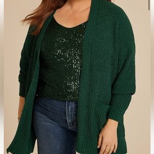 Maurices Dark Green Open-Front Cardigan